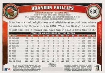 2011 Topps - Diamond Anniversary Limited Edition #630 Brandon Phillips Back