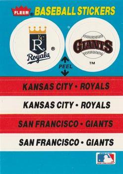 1987 Fleer - Team Stickers #NNO Kansas City Royals / San Francisco Giants Front