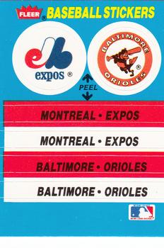 1987 Fleer - Team Stickers #NNO Montreal Expos / Baltimore Orioles Front