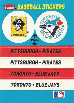 1987 Fleer - Team Stickers #NNO Pittsburgh Pirates / Toronto Blue Jays Front