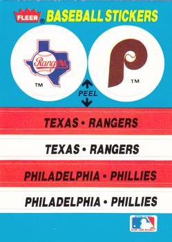 1987 Fleer - Team Stickers #NNO Texas Rangers / Philadelphia Phillies Front