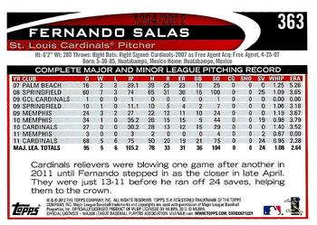 2012 Topps - Gold #363 Fernando Salas Back