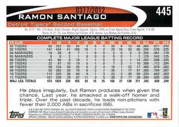 2012 Topps - Gold #445 Ramon Santiago Back