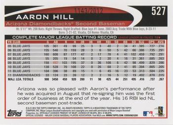 2012 Topps - Gold #527 Aaron Hill Back