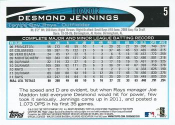 2012 Topps - Gold #5 Desmond Jennings Back