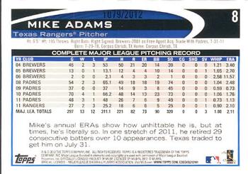 2012 Topps - Gold #8 Mike Adams Back