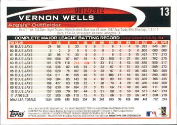 2012 Topps - Gold #13 Vernon Wells Back