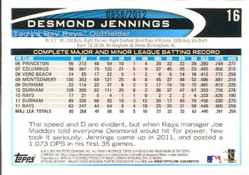 2012 Topps - Gold #16 Desmond Jennings Back