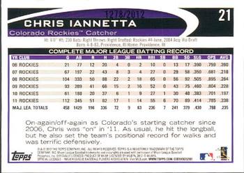 2012 Topps - Gold #21 Chris Iannetta Back