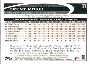 2012 Topps - Gold #31 Brent Morel Back