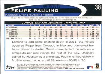 2012 Topps - Gold #38 Felipe Paulino Back