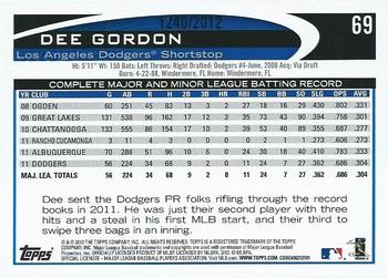 2012 Topps - Gold #69 Dee Gordon Back