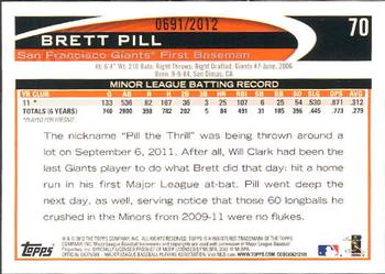 2012 Topps - Gold #70 Brett Pill Back