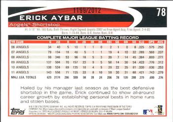 2012 Topps - Gold #78 Erick Aybar Back