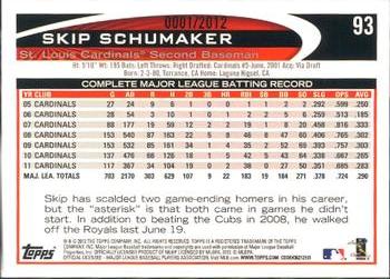 2012 Topps - Gold #93 Skip Schumaker Back