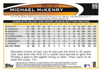 2012 Topps - Gold #99 Michael McKenry Back