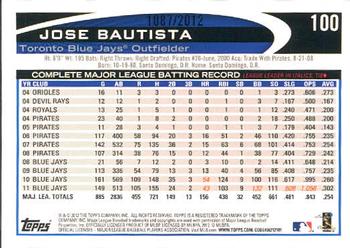 2012 Topps - Gold #100 Jose Bautista Back