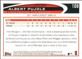 2012 Topps - Gold #108 Albert Pujols Back