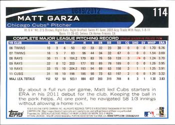 2012 Topps - Gold #114 Matt Garza Back