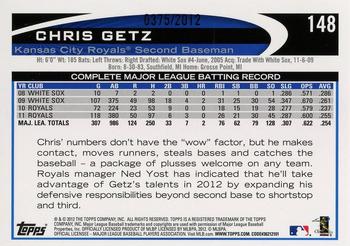 2012 Topps - Gold #148 Chris Getz Back