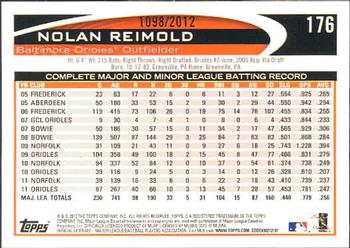 2012 Topps - Gold #176 Nolan Reimold Back
