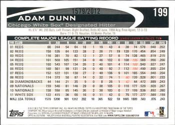 2012 Topps - Gold #199 Adam Dunn Back