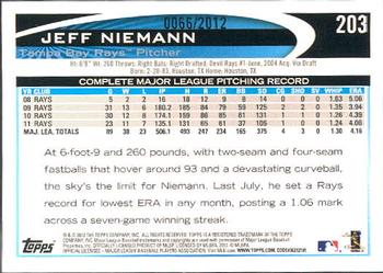 2012 Topps - Gold #203 Jeff Niemann Back