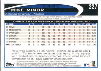 2012 Topps - Gold #227 Mike Minor Back