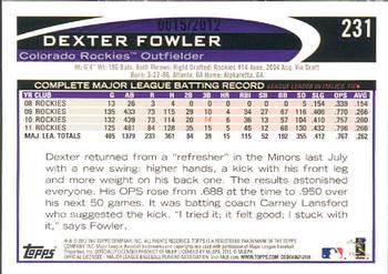 2012 Topps - Gold #231 Dexter Fowler Back