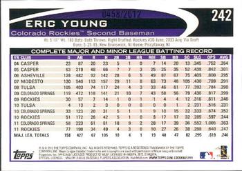 2012 Topps - Gold #242 Eric Young Back