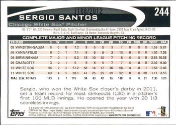 2012 Topps - Gold #244 Sergio Santos Back