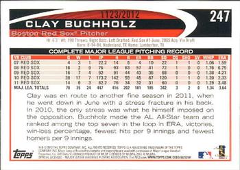 2012 Topps - Gold #247 Clay Buchholz Back