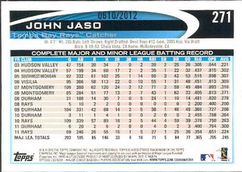 2012 Topps - Gold #271 John Jaso Back