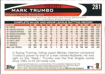 2012 Topps - Gold #281 Mark Trumbo Back