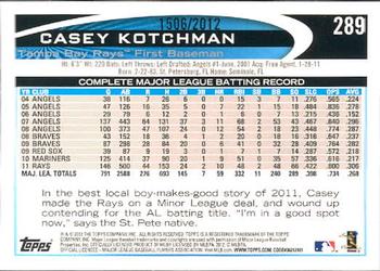 2012 Topps - Gold #289 Casey Kotchman Back