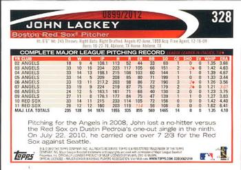 2012 Topps - Gold #328 John Lackey Back