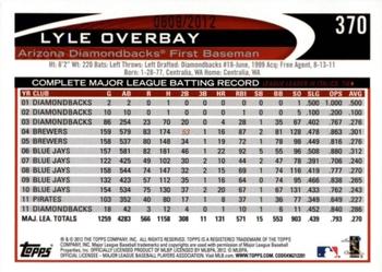 2012 Topps - Gold #370 Lyle Overbay Back