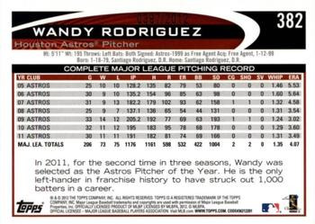 2012 Topps - Gold #382 Wandy Rodriguez Back