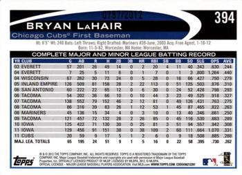 2012 Topps - Gold #394 Bryan LaHair Back
