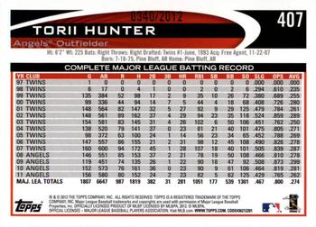2012 Topps - Gold #407 Torii Hunter Back