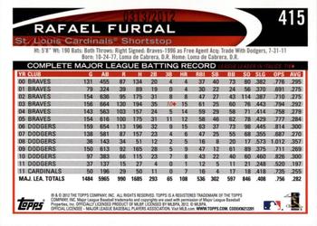 2012 Topps - Gold #415 Rafael Furcal Back
