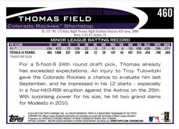 2012 Topps - Gold #460 Thomas Field Back