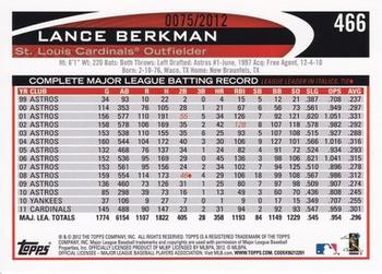 2012 Topps - Gold #466 Lance Berkman Back