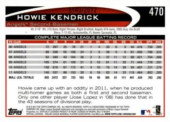 2012 Topps - Gold #470 Howie Kendrick Back
