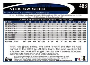 2012 Topps - Gold #488 Nick Swisher Back