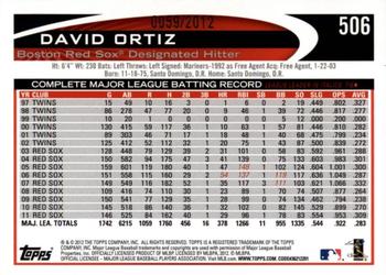 2012 Topps - Gold #506 David Ortiz Back