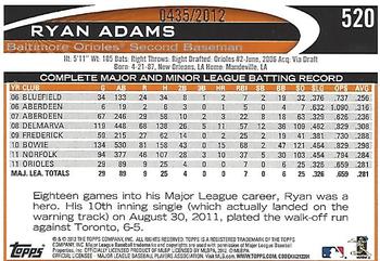 2012 Topps - Gold #520 Ryan Adams Back