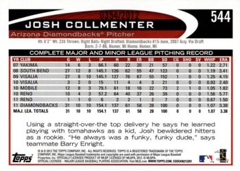 2012 Topps - Gold #544 Josh Collmenter Back