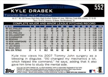2012 Topps - Gold #552 Kyle Drabek Back
