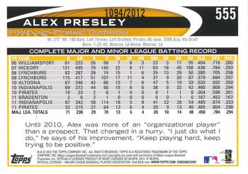 2012 Topps - Gold #555 Alex Presley Back